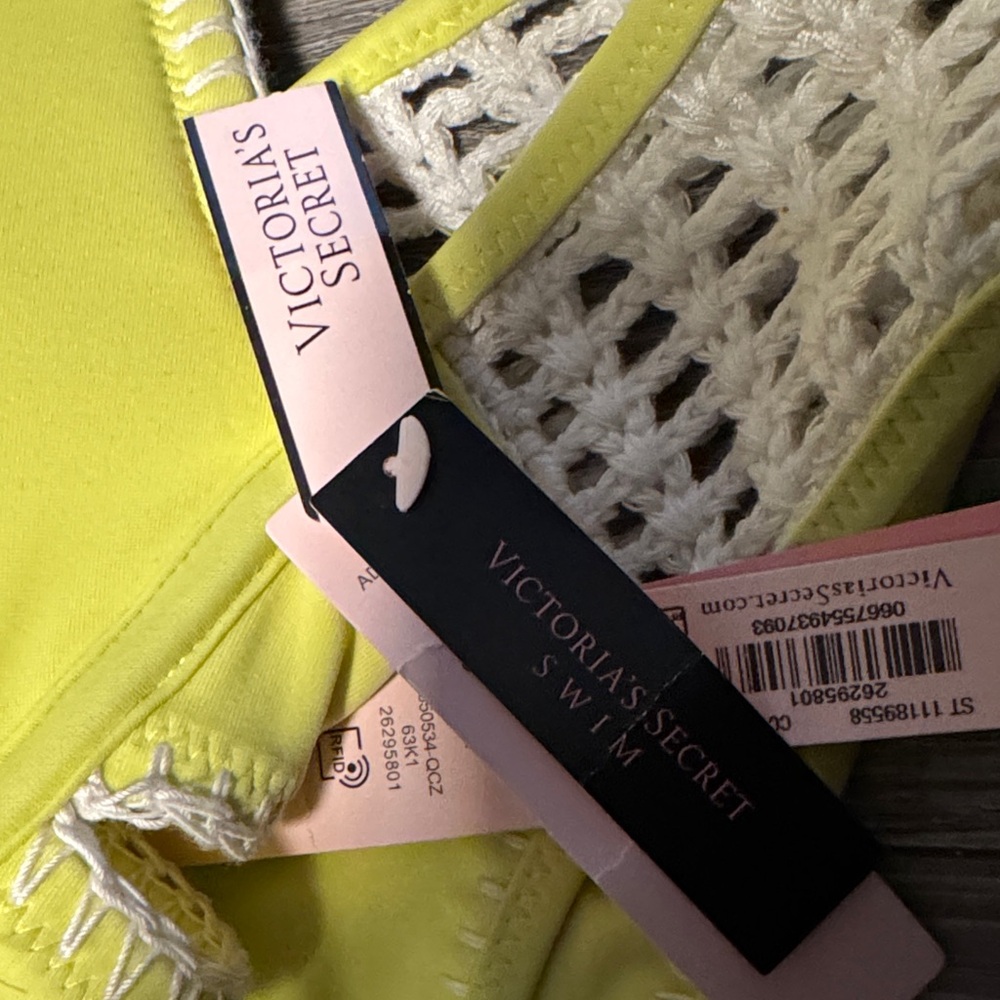 Victoria's Secret Neon Yellow Crochet Trim Bikini Set - Picture 2 of 5